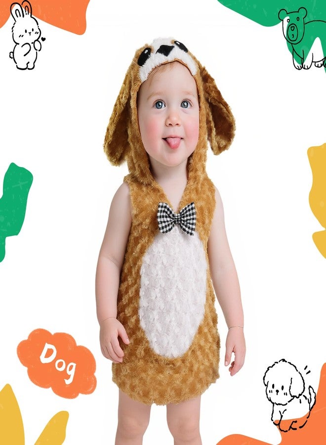 UQJE Kids Dog Costume Furry Toddler Puppy Costume Halloween Cute Plush Dog Dress Up Baby Animal Costumes-S - Image 4